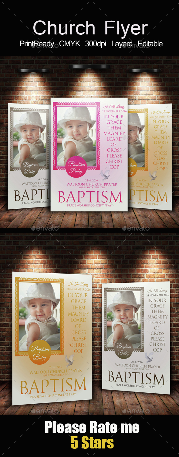 Baby Baptism Flyers Templates - Church Flyers