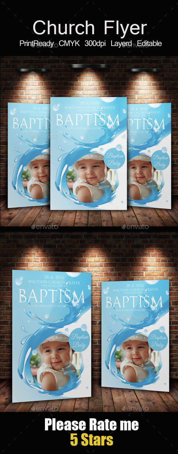 Baptism Sunday Church Flyer Invite Templates - Church Flyers