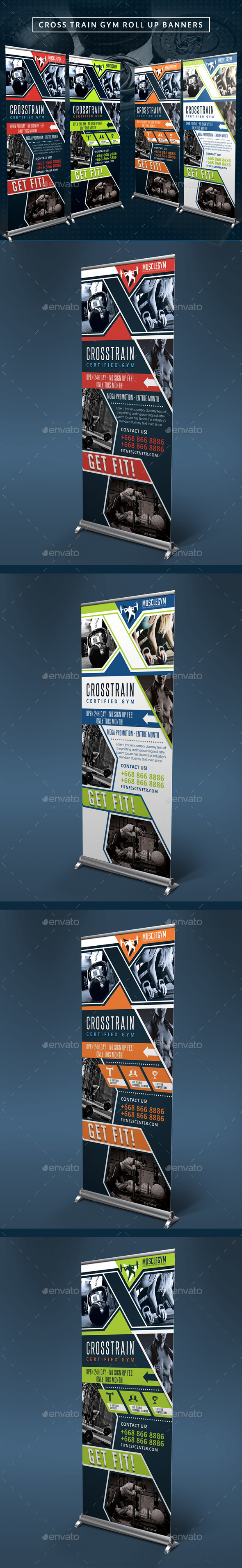 Cross Training Gym Roll Up Banners - Signage Print Templates