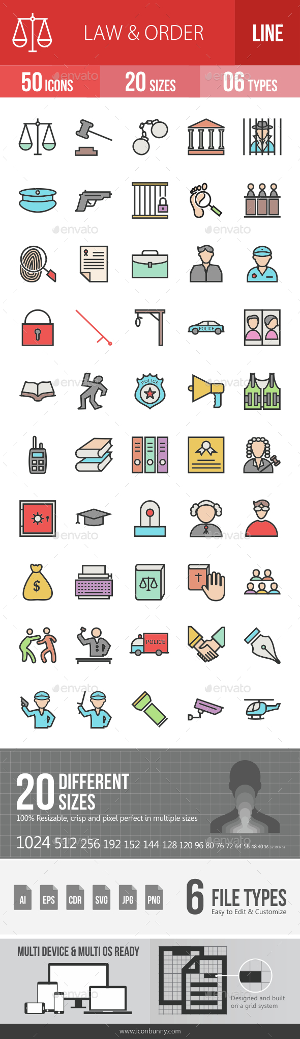 Law & Order Filled Line Icons - Icons