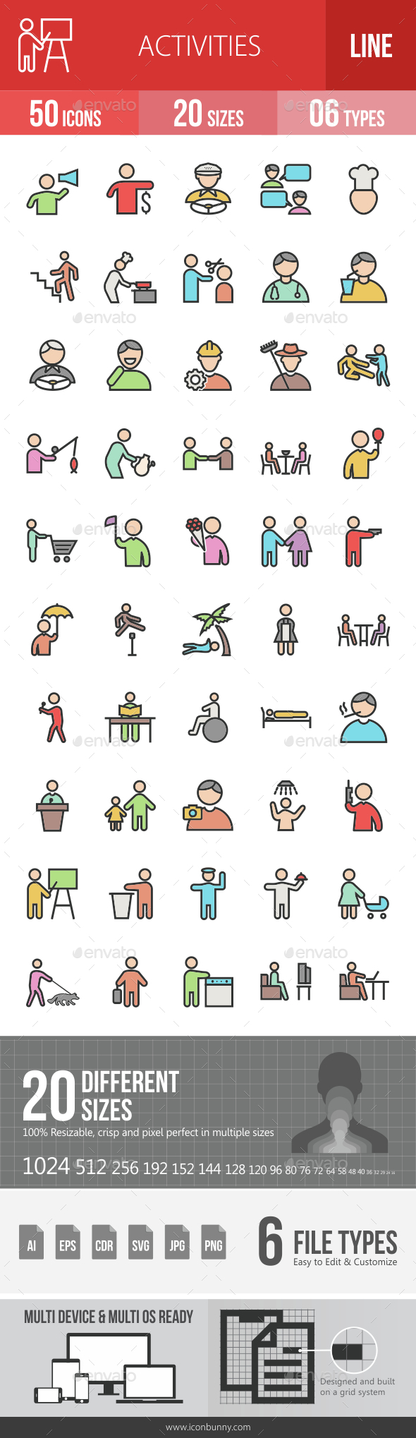 Activities Filled Line Icons - Icons