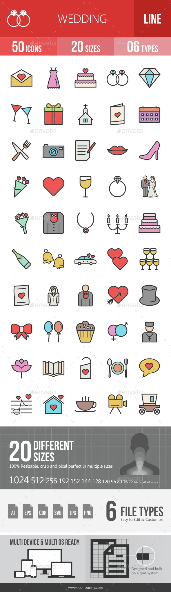 Wedding Filled Line Icons - Icons