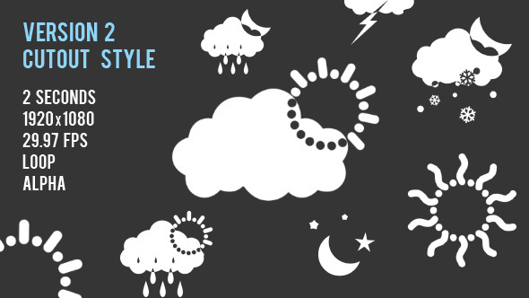 21 Animated Weather Icons - V2 Cutout Style