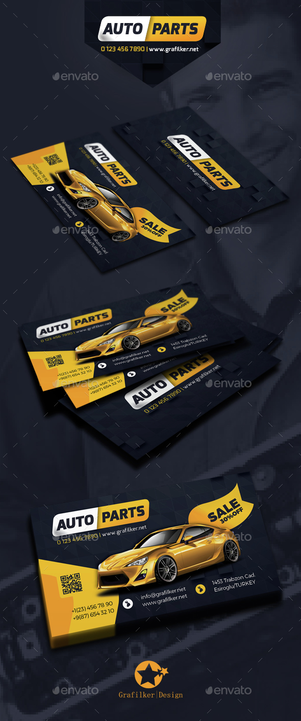 Auto Spare Part Business Card Templates - Corporate Business Cards