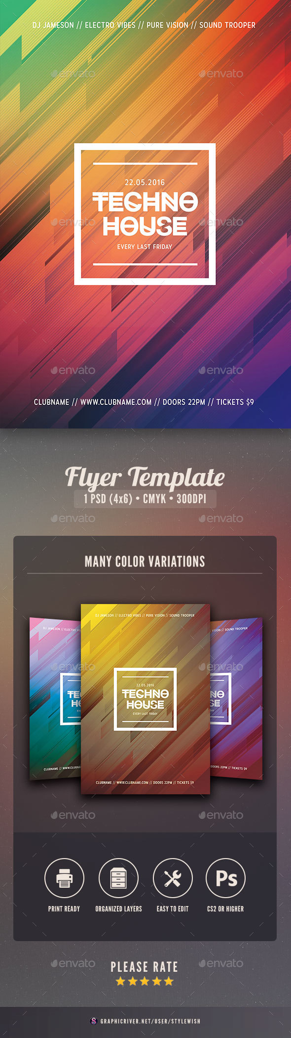 Techno House Flyer - Clubs & Parties Events