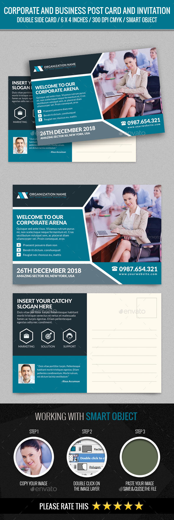 Corporate and Business Post Card - Cards & Invites Print Templates