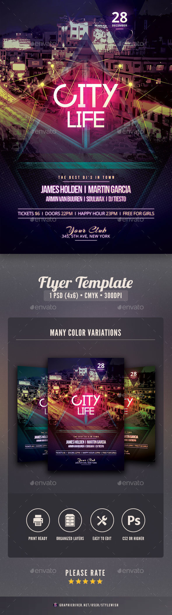 City Life Flyer - Clubs & Parties Events