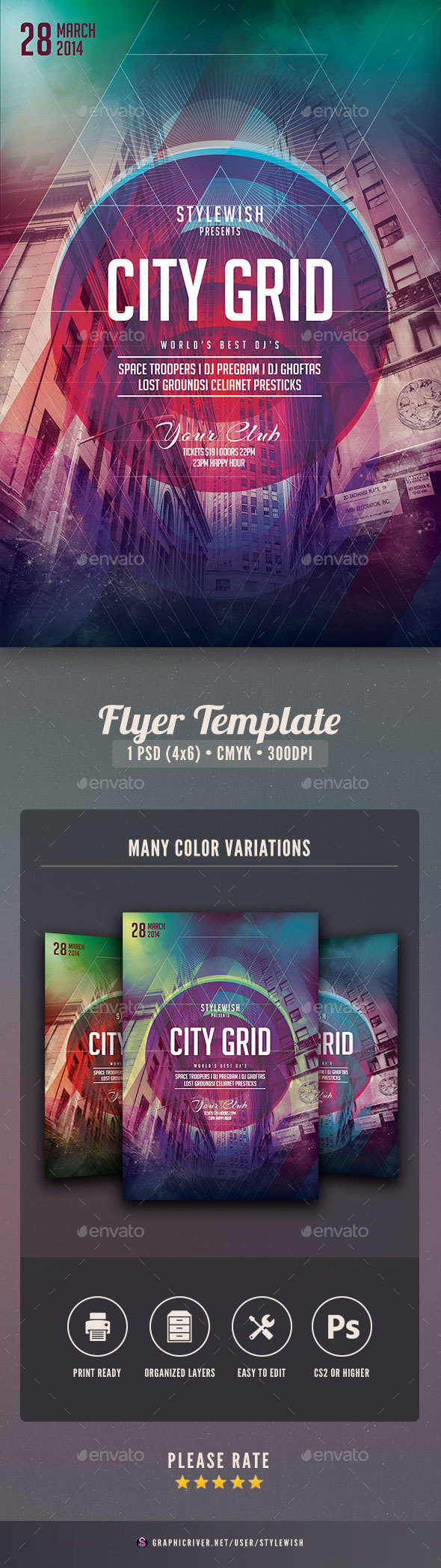 City Grid Flyer - Clubs & Parties Events