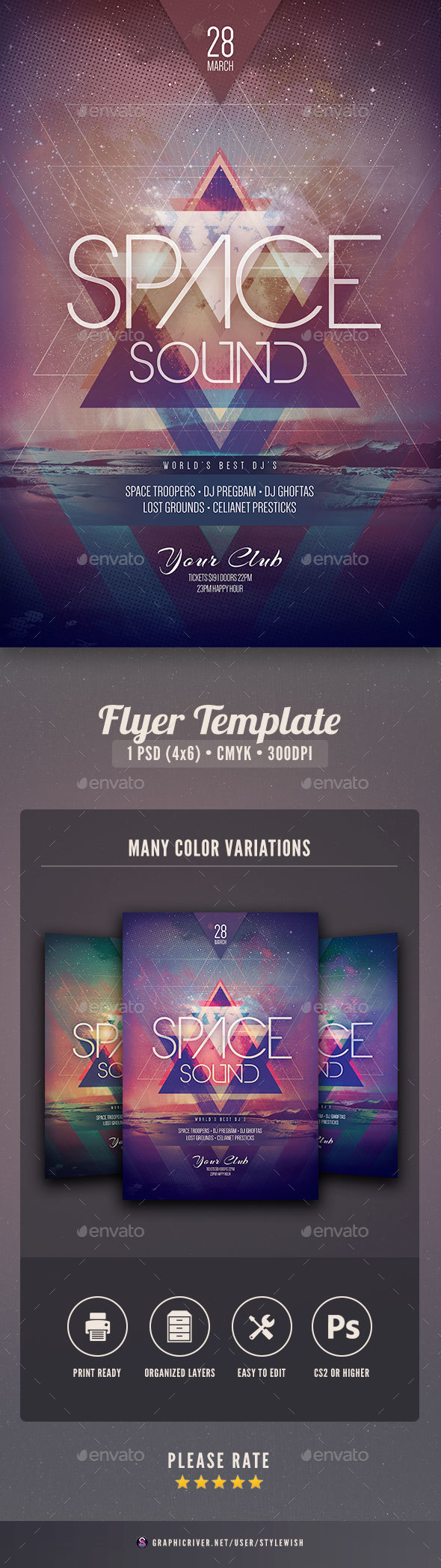 Space Sound Flyer - Clubs & Parties Events