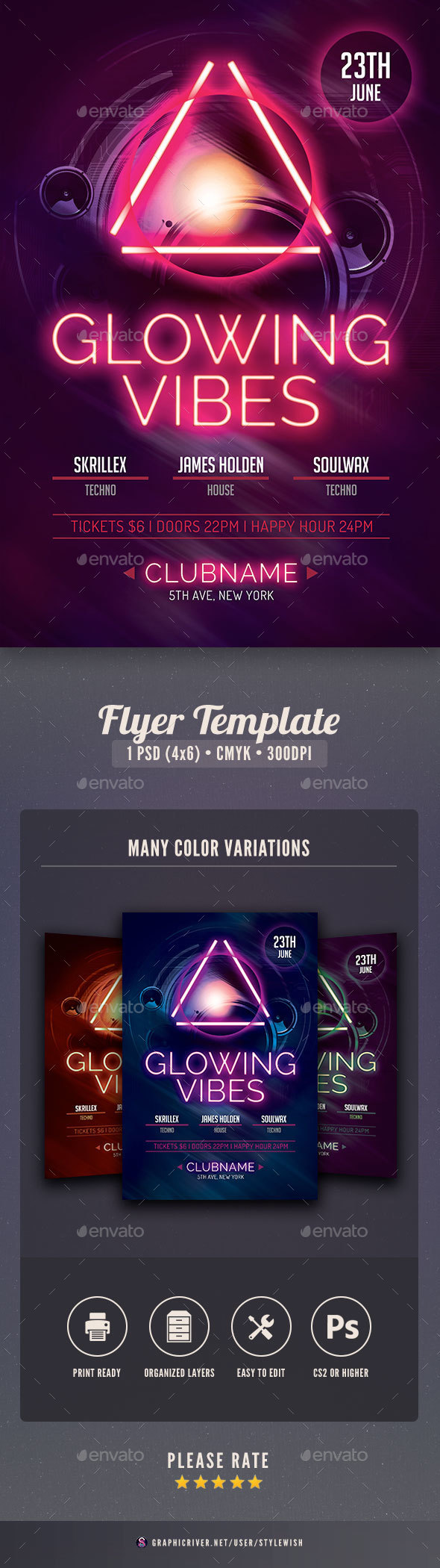 Glowing Vibes Flyer - Clubs & Parties Events