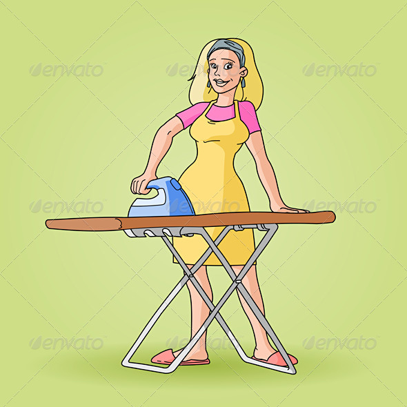 Housewife Ironing Clip Art