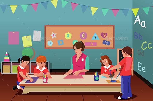 Kids in Preschool - People Characters