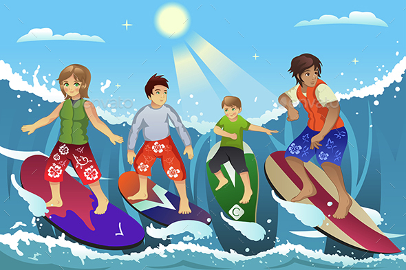 Surfers on Beach - Sports/Activity Conceptual