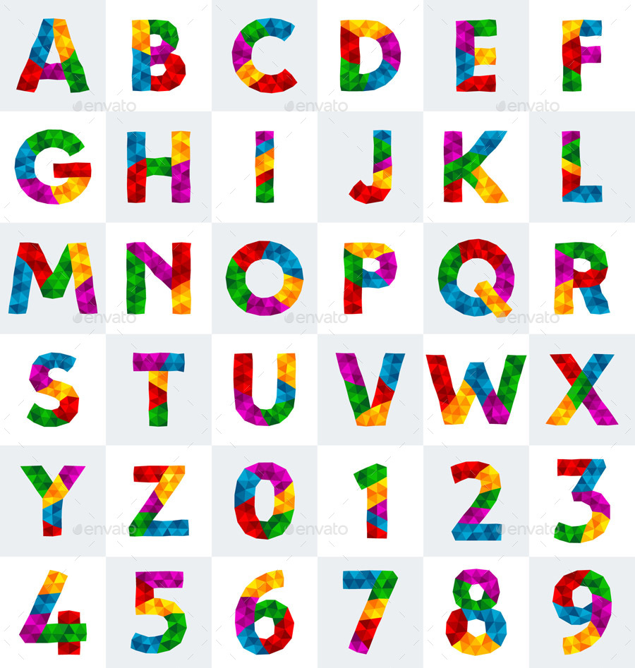Polygonal Alphabet , Vectors | GraphicRiver
