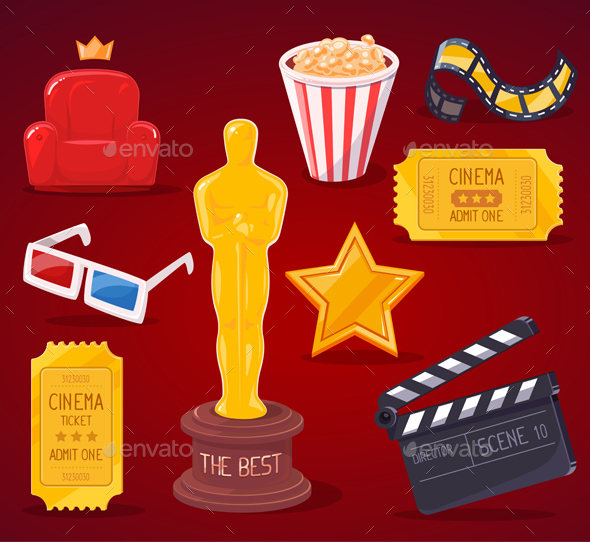 Collection of Cinema Industry Objects - Objects Vectors