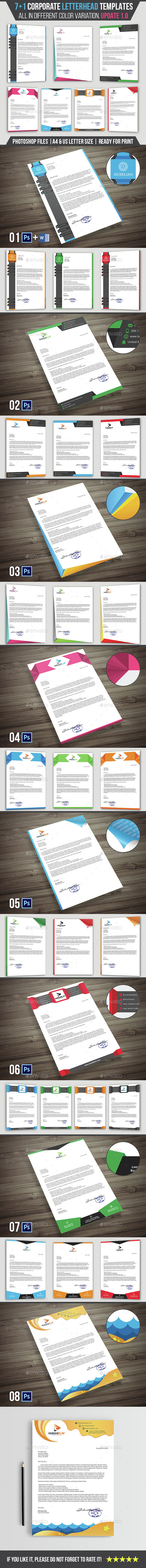 7+1 Corporate Letterhead Templates Pack - Stationery Print Templates