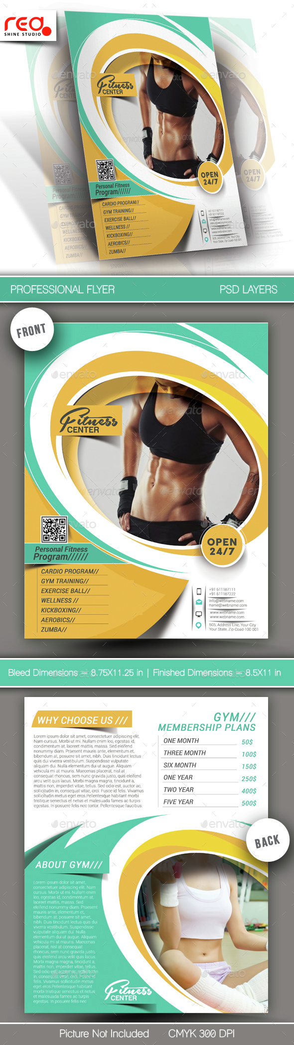 Fitness & Yoga Center Flyer & Poster Template - Sports Events