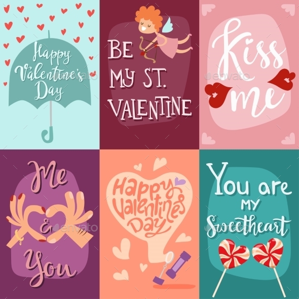 Happy Valentines Day Greeting Cards Vector - Valentines Seasons/Holidays