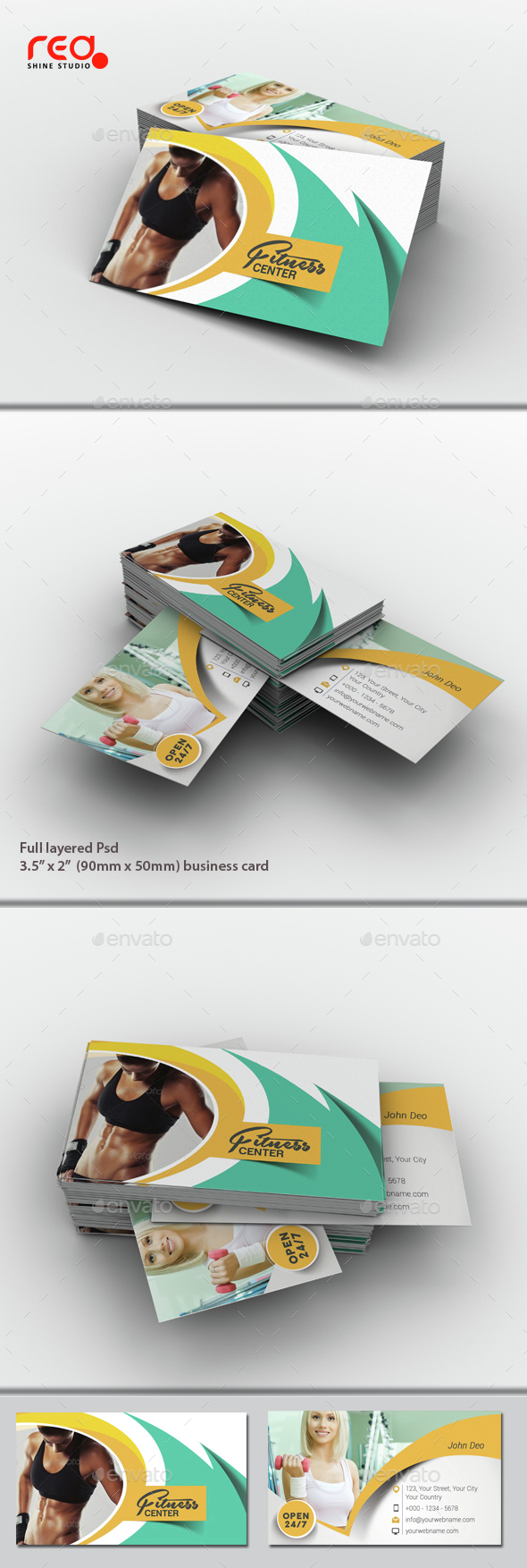 Fitness & Yoga Center Business Card Set - Industry Specific Business Cards