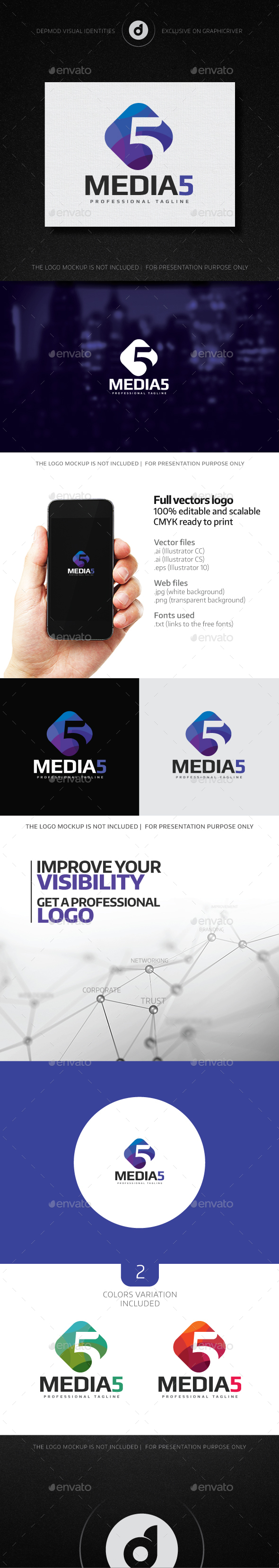 Media 5 Logo - Numbers Logo Templates