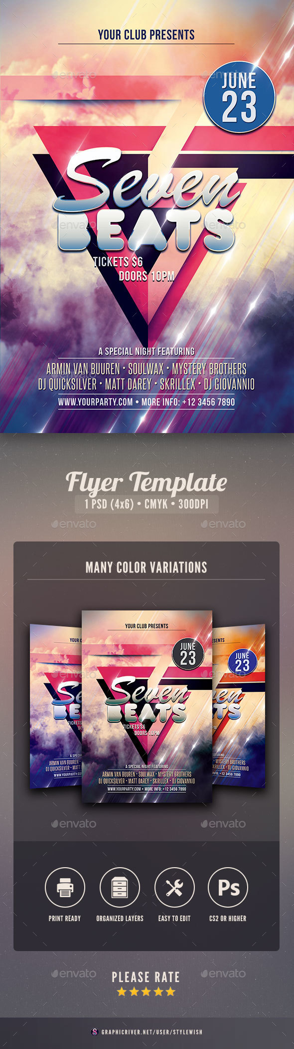 Seven Beats Flyer - Clubs & Parties Events