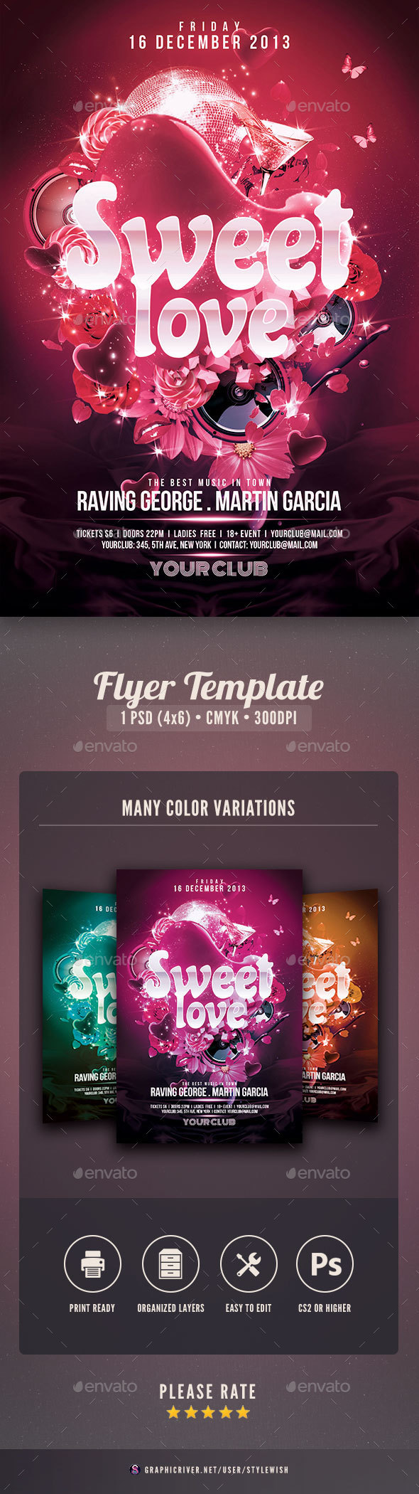 Sweet Love Flyer - Clubs & Parties Events