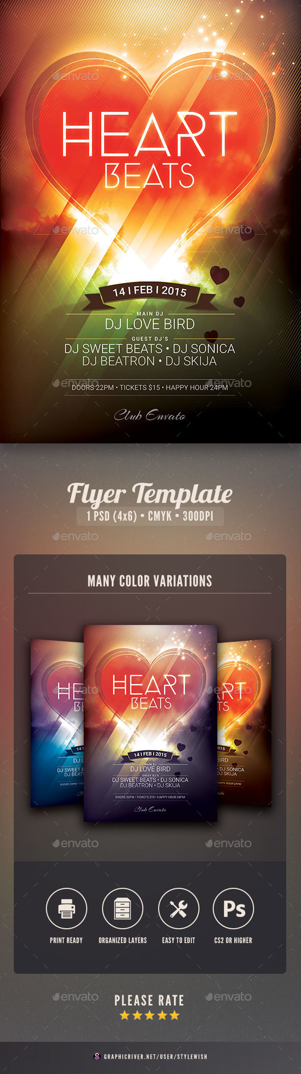 Heart Beats Flyer - Clubs & Parties Events