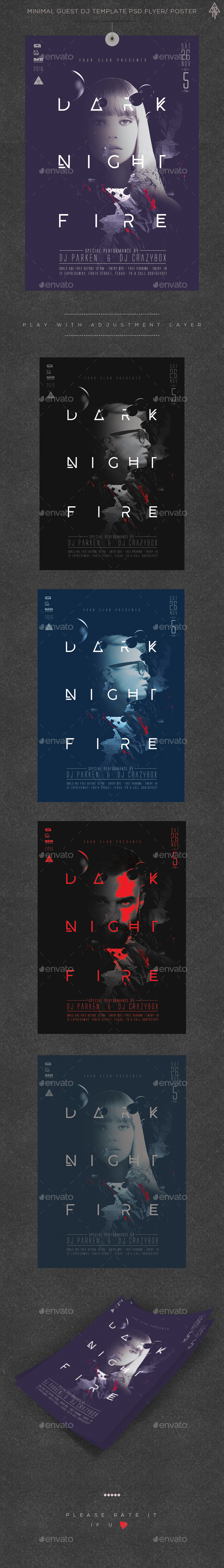 Minimal Dark Night Guest Dj Poster / Flyer - Clubs & Parties Events