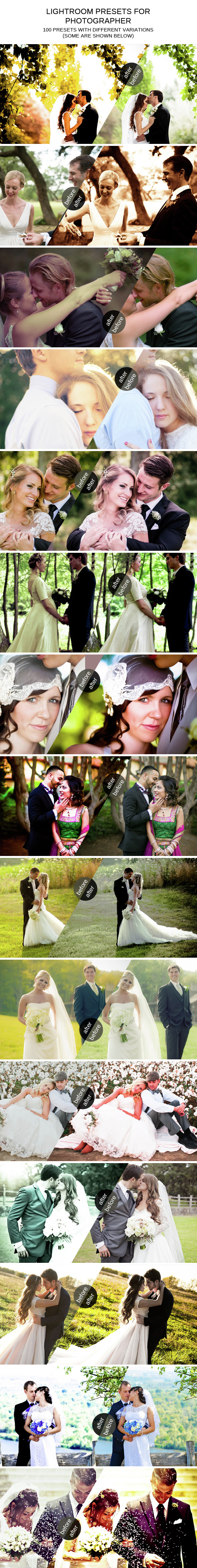 100 Professional Lightroom Presets - Wedding Lightroom Presets