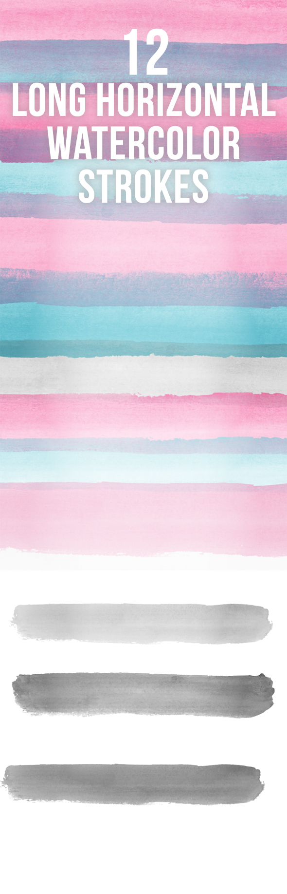 Soft Long Hi-Res Watercolour Strokes - Abstract Brushes