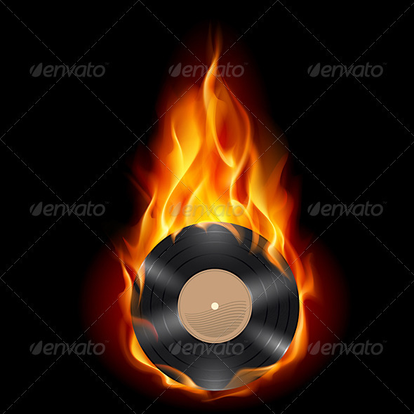Vinyl record burning symbol - People Characters