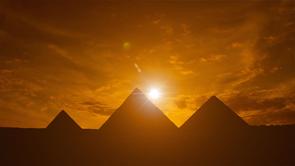 Sunset at the Pyramids of Giza in Cairo