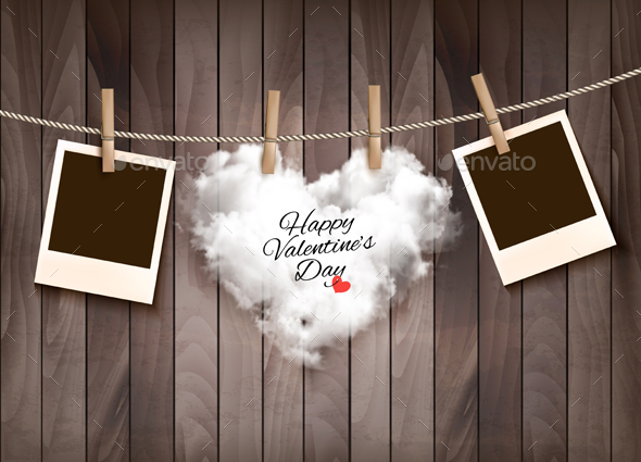 Heart Shaped Cloud on Rope and Photos - Valentines Seasons/Holidays