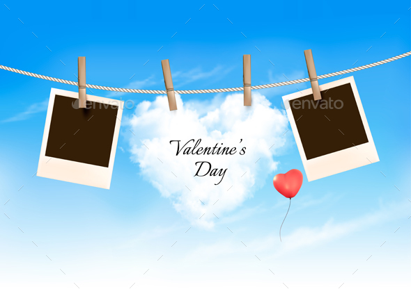 Heart Shaped Cloud on Rope and Photos - Valentines Seasons/Holidays
