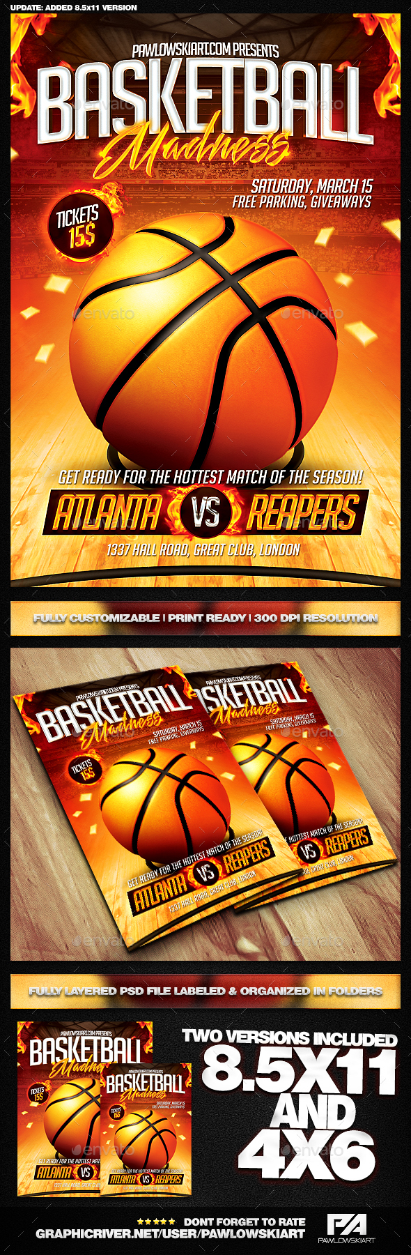 Basketball Madness Flyer Template - Sports Events