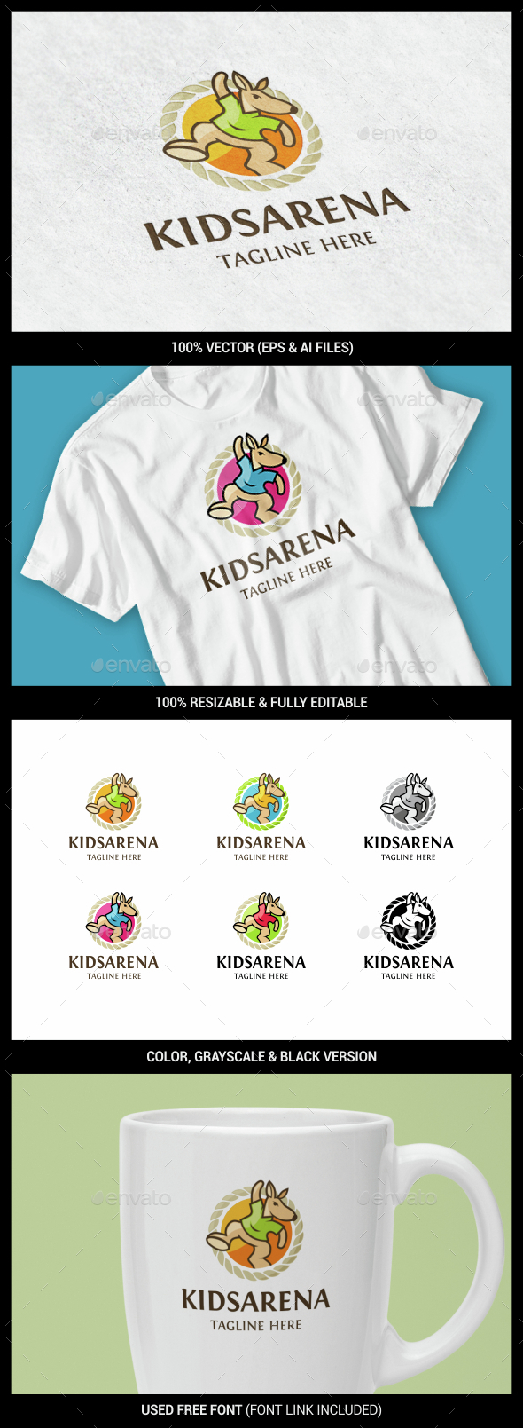 Kangaroo - Animals Logo Templates
