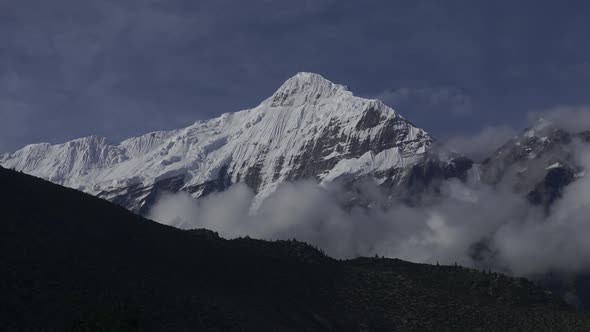 Himalaya Mountains, Nepal. Peak of Annapurna. Timelapse