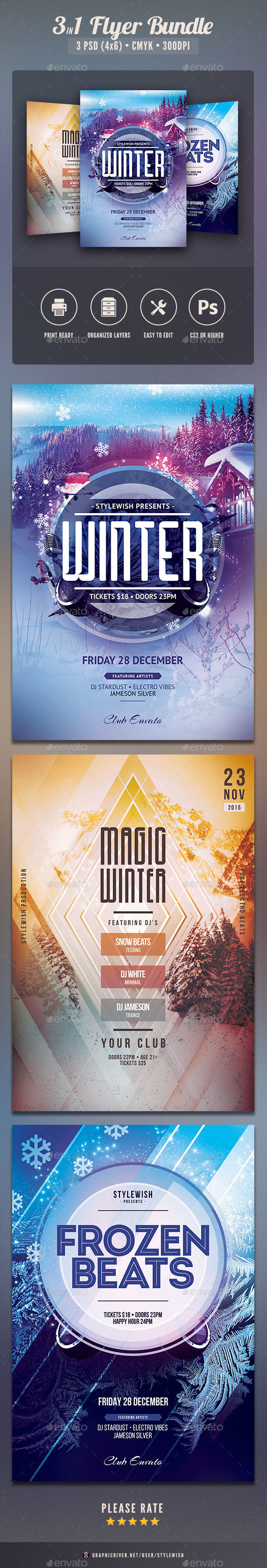 Winter Flyer Bundle Vol.01 - Clubs & Parties Events