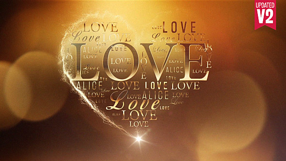 Love in a Heart Video Animation - Gold Color Theme
