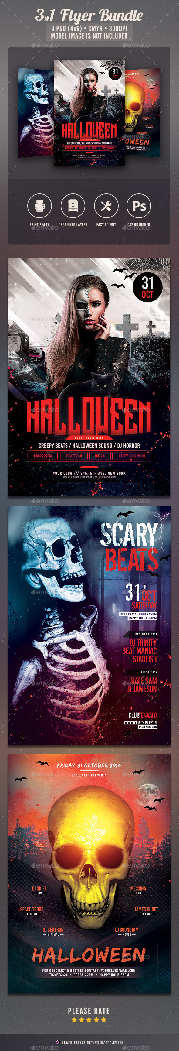 Halloween Flyer Bundle Vol.02 - Clubs & Parties Events