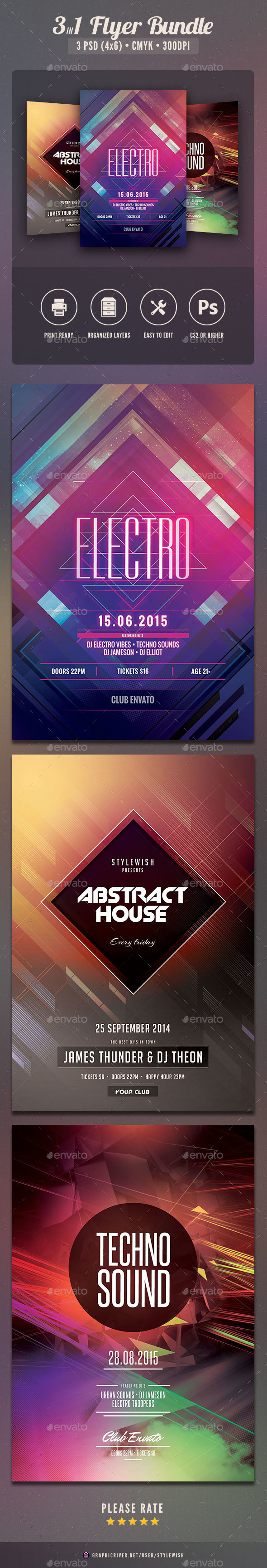 Geometric Flyer Bundle Vol.06 - Clubs & Parties Events
