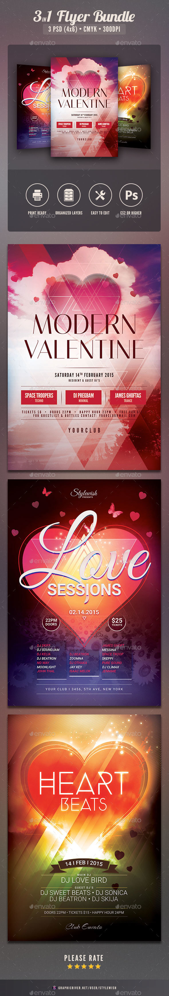 Valentine Flyer Bundle Vol.03 - Clubs & Parties Events