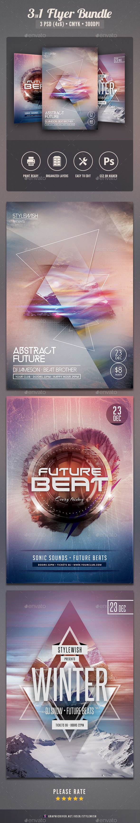 Futuristic Flyer Bundle - Clubs & Parties Events