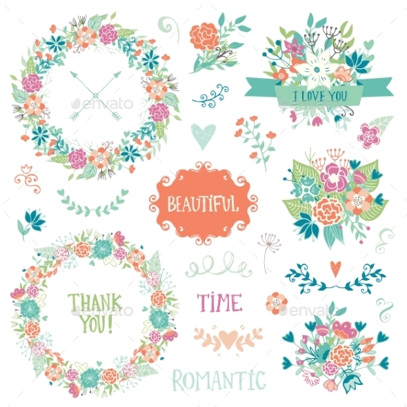 Wedding Vintage Elements Collection - Flowers & Plants Nature
