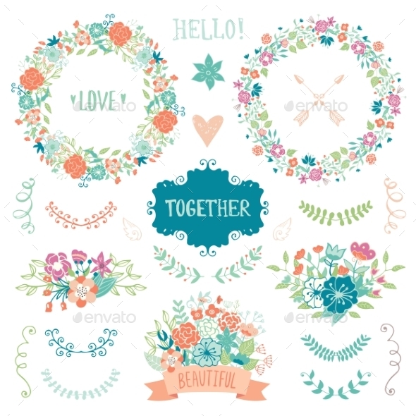 Wedding Vintage Elements Collection - Flowers & Plants Nature
