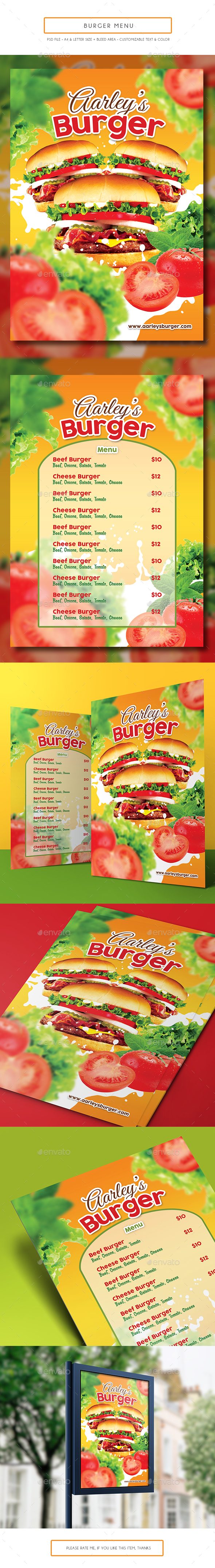 Burger Menu - Food Menus Print Templates