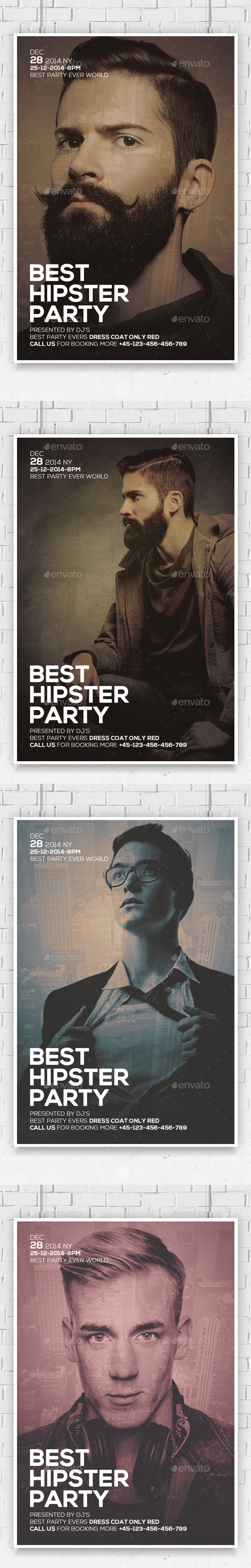 Vintage Hipster Party Flyers - Clubs & Parties Events