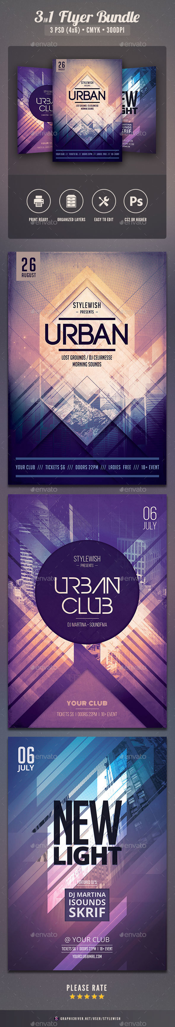 Geometric Flyer Bundle Vol.04 - Clubs & Parties Events