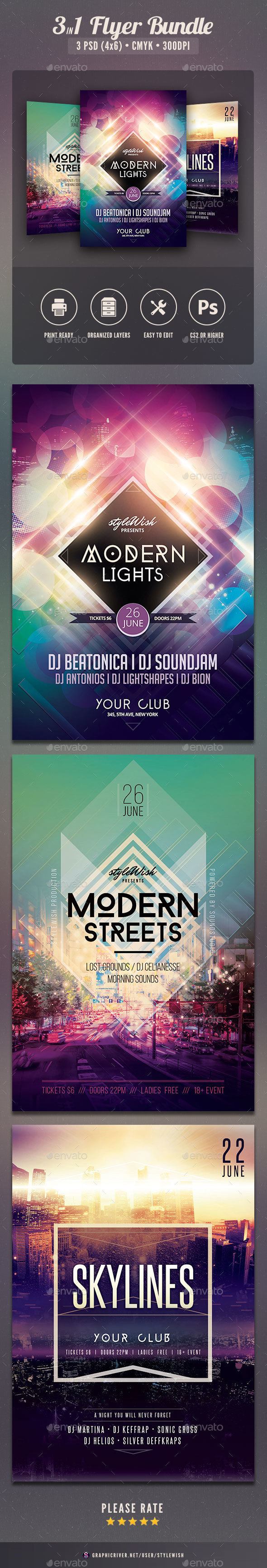Geometric Flyer Bundle Vol.03 - Clubs & Parties Events