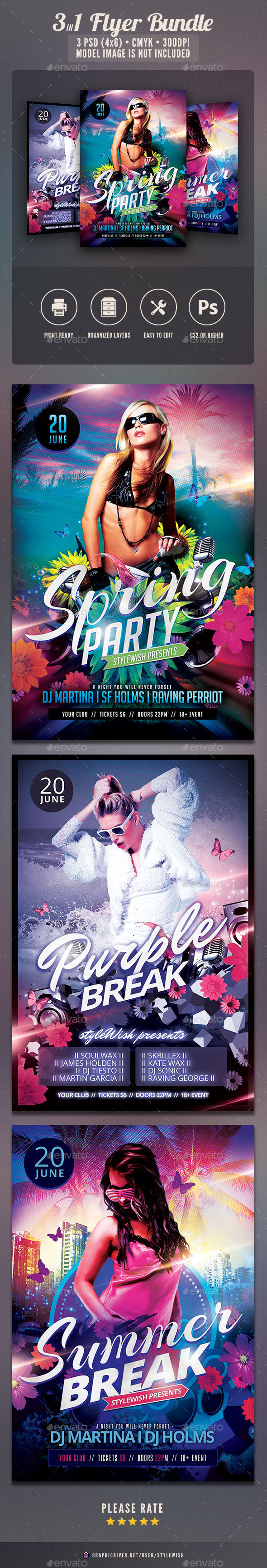 Summer Party Flyer Bundle Vol.02 - Clubs & Parties Events